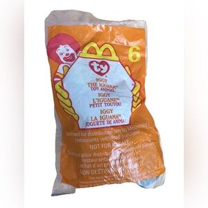 TY Teenie Babies IGGY THE IGUANA Happy Meal Toy #6 SEALED With Errors Rare